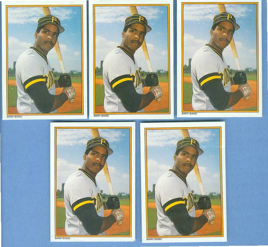 Barry Bonds - 1987 Topps GLOSSY Send-Ins #30 - LOT of ( 5) ROOKIES