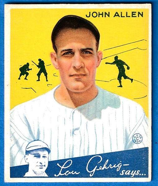 1934 Goudey # 42 John Allen (Yankees) Baseball cards value