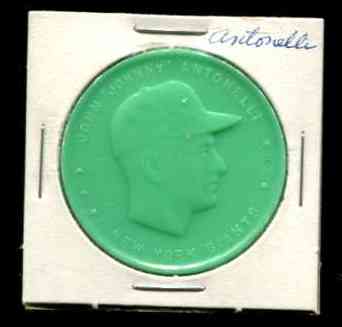 1955 Armour COIN - Johnny Antonelli PALE-GREEN [VAR:N.Y. Giants] Baseball cards value