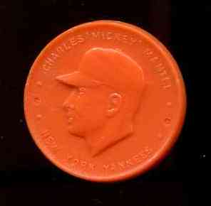 1955 Armour COIN - Mickey Mantle (error:'Mantel') ORANGE (Yankees) Baseball cards value