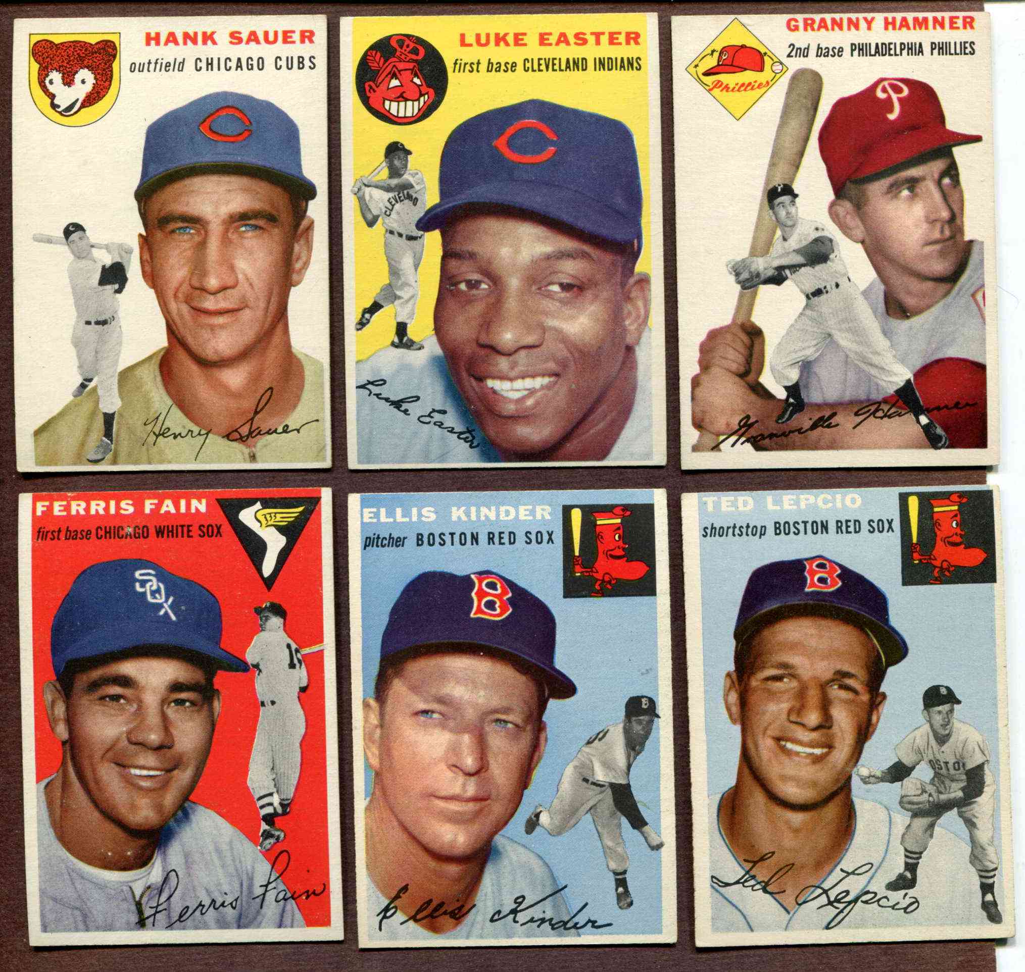 Lot of (5) 1954 Topps Baseball Cards with #156 Joe Coleman, #249 Wilmer  Mizell, #203 Harry Brecheen, #235 Vern Law, #79 Andy Pafko