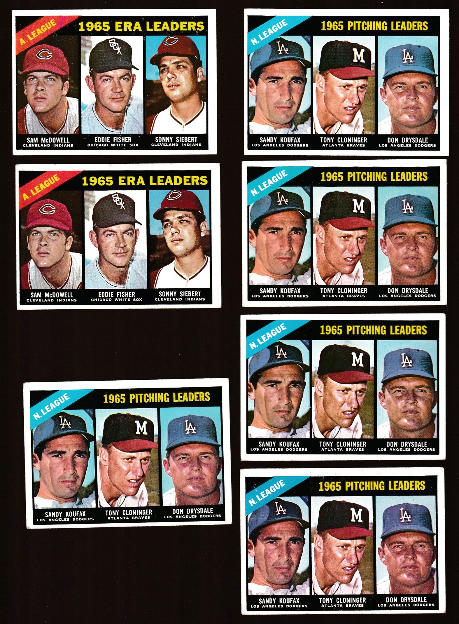 1966 Topps #223 N.L. Pitching Leaders (Don Drysdale, Sandy Koufax)