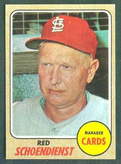 1968 Topps #294 Red Schoendienst (Cardinals,HOF) Baseball cards value