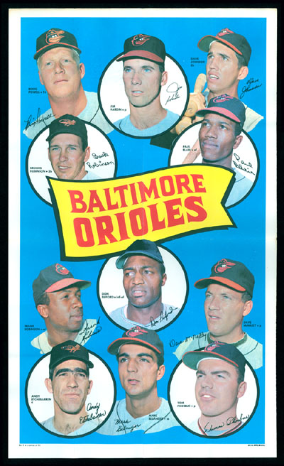 1969 Topps TEAM POSTERS # 5 Baltimore Orioles