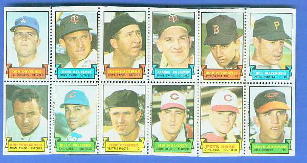 1969 Topps STAMP STRIP [v]- Mike Shannon,Norm Cash,Jerry Grote