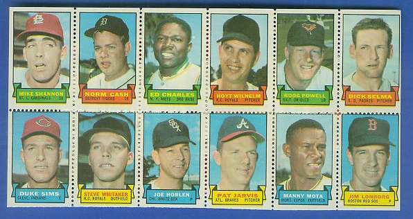 1969 Topps STAMP STRIP [v]- Mike Shannon,Norm Cash,Jerry Grote