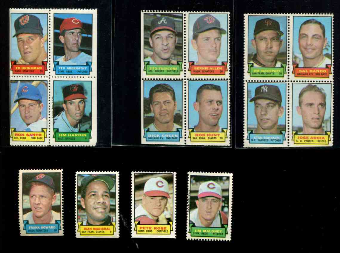 1969 Topps STAMP STRIP [v]- Mike Shannon,Norm Cash,Jerry Grote