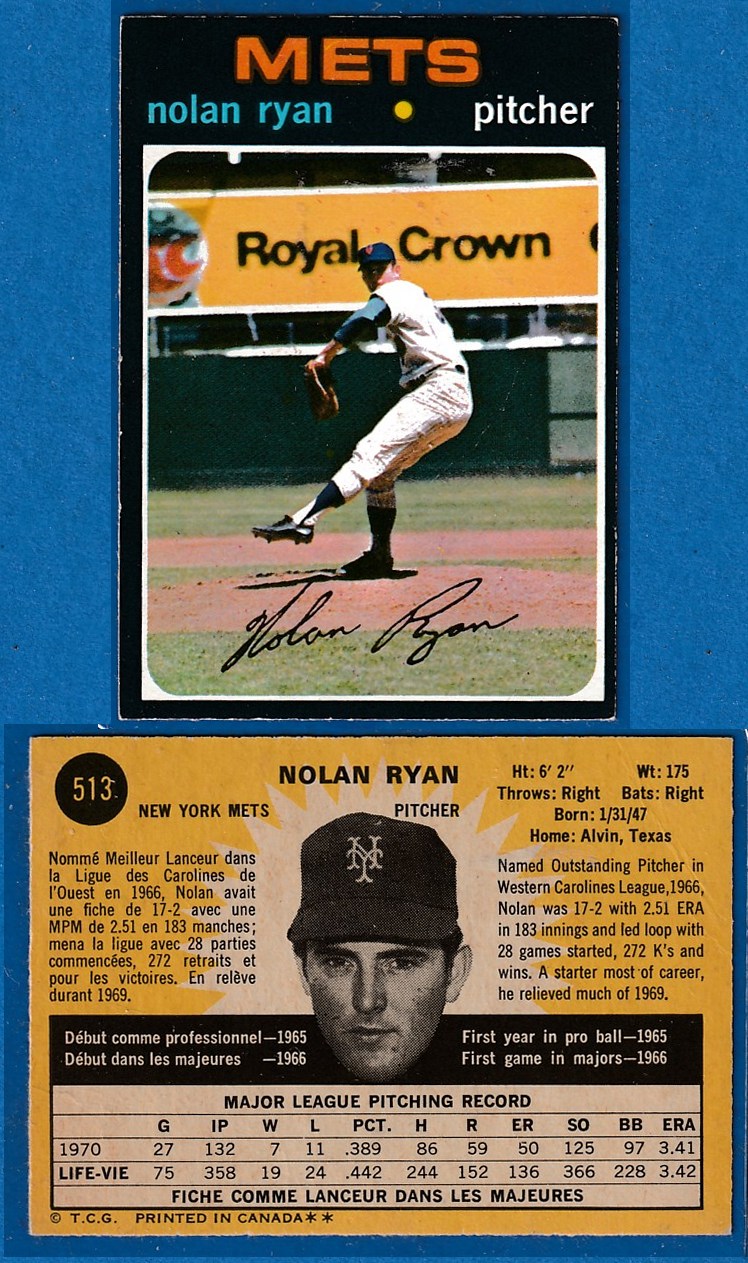 1971 O-Pee-Chee/OPC #513 Nolan Ryan [#] (Mets)