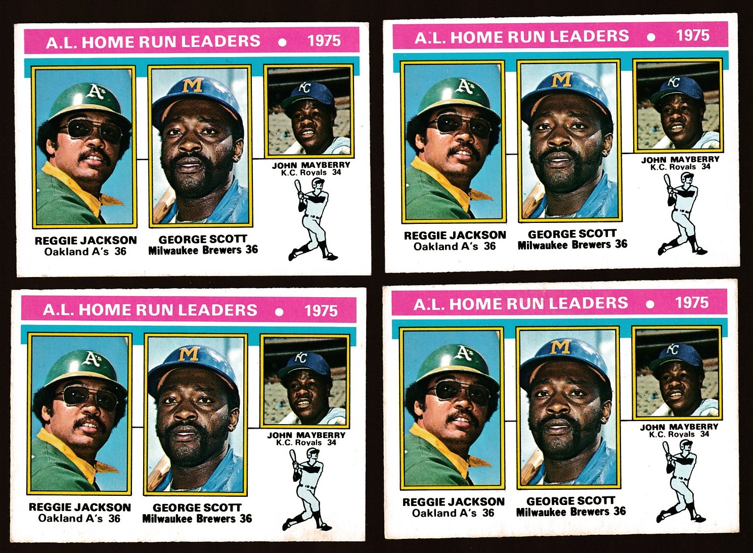 1976 O-Pee-Chee/OPC #194 AL Home Run Leaders (Reggie Jackson)