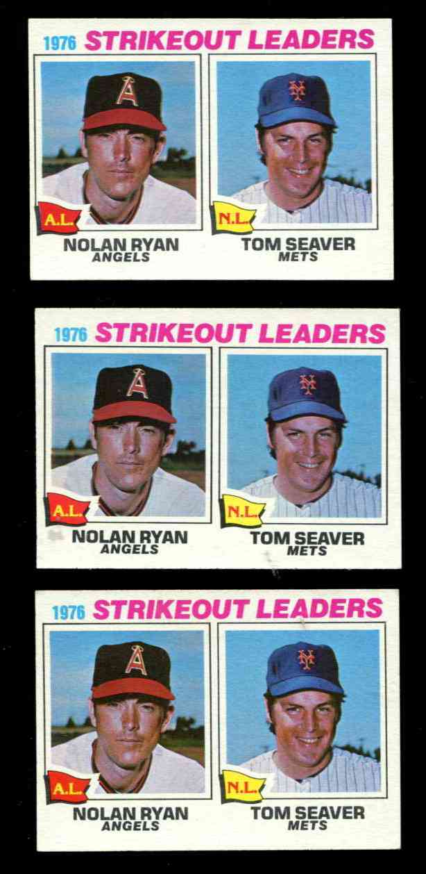 1977 Topps # 6 Nolan Ryan/Tom Seaver - Strikeout Leaders (Angels/Mets)