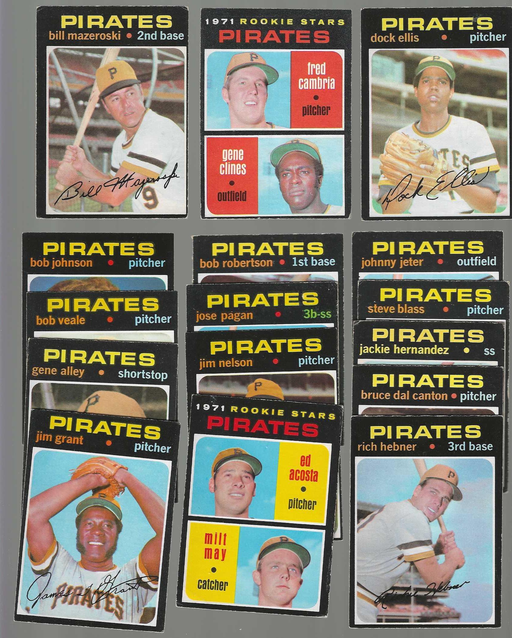 1971 O-Pee-Chee/OPC  - Pirates - Low# Near Complete Team Set/Lot (16/20) Baseball cards value