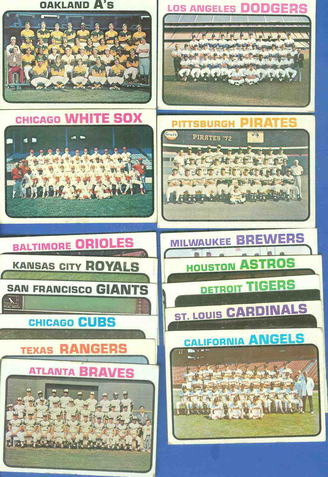  1973 Topps  - TEAM CARDS - Lot of (14) different (VG to EX/MINT) Baseball cards value