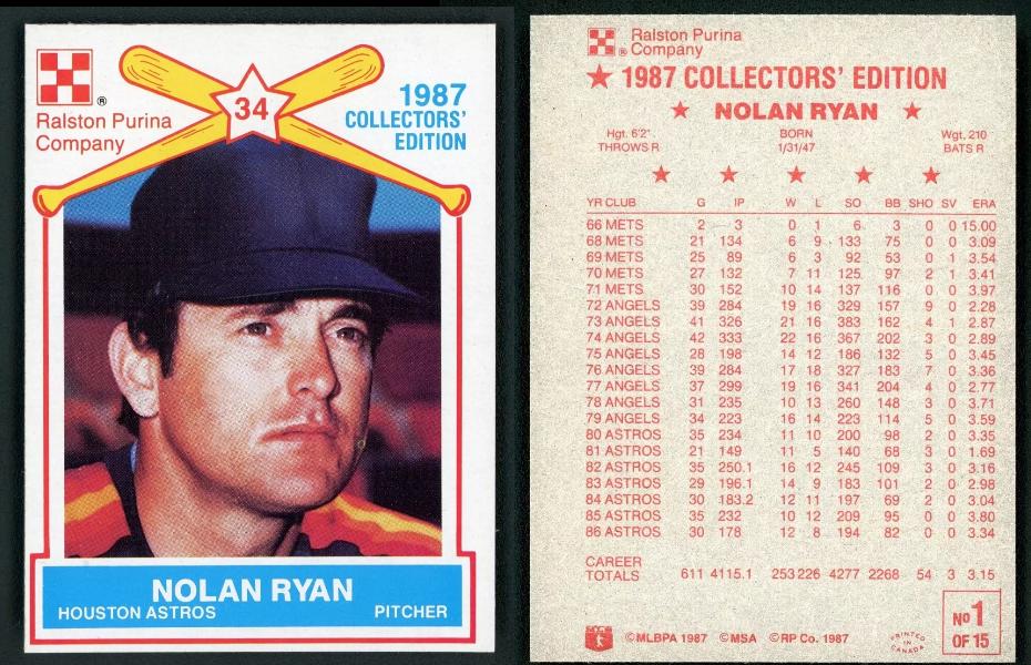 Nolan Ryan - 1987 Ralston Purina #1 - Lot of (10) (Astros) Baseball cards value