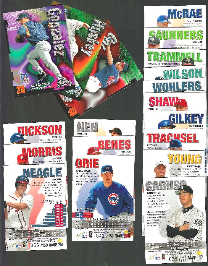 1998 Circa Thunder RAVES - Lot of (21) [#/150] - All different Baseball cards value