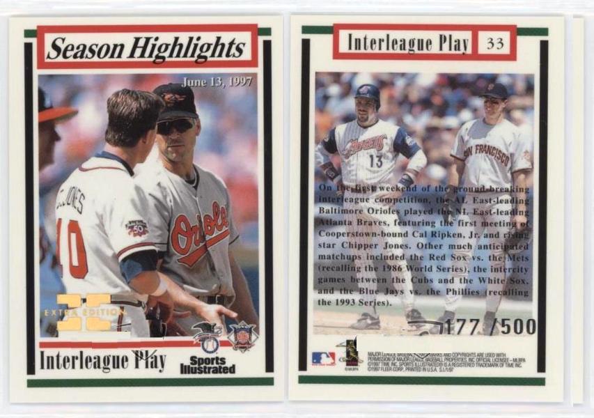 Cal Ripken - 1997 Sports Illustrated #33 EXTRA EDITION [#d/500] w/C.Jones Baseball cards value