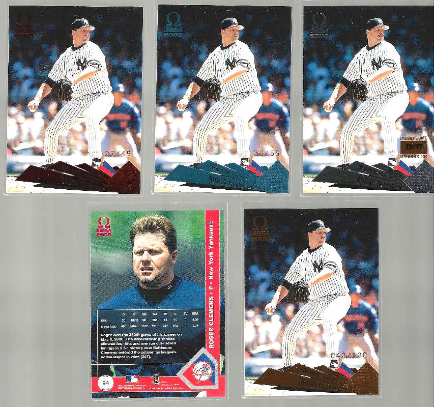 Roger Clemens - 2000 Omega #94 BLUE [#/55] (Yankees) Baseball cards value