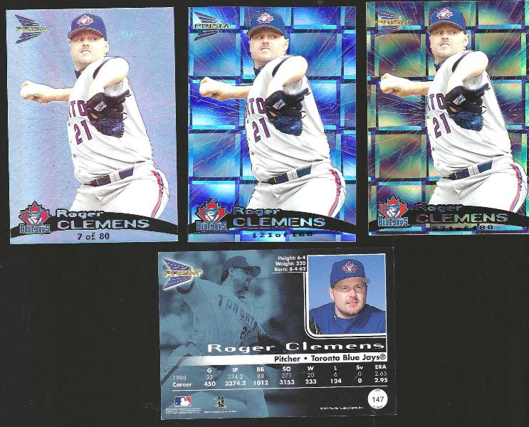 Roger Clemens - 1999  Pacific Prism #147 - Lot of (3) SCARCE HOLO [#/] Baseball cards value