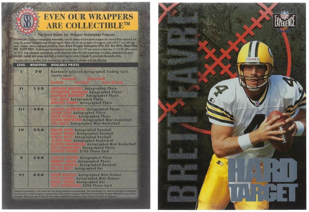 Brett Favre - 1996 Scoreboard HARD TARGET - PROMO - 5x7 JUMBO Baseball cards value