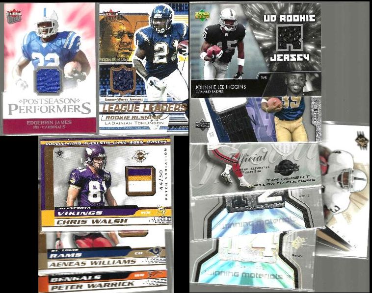 GAME-USED FOOTBALL/JERSEY cards - Lot (11) different w/Stars !!! Baseball cards value