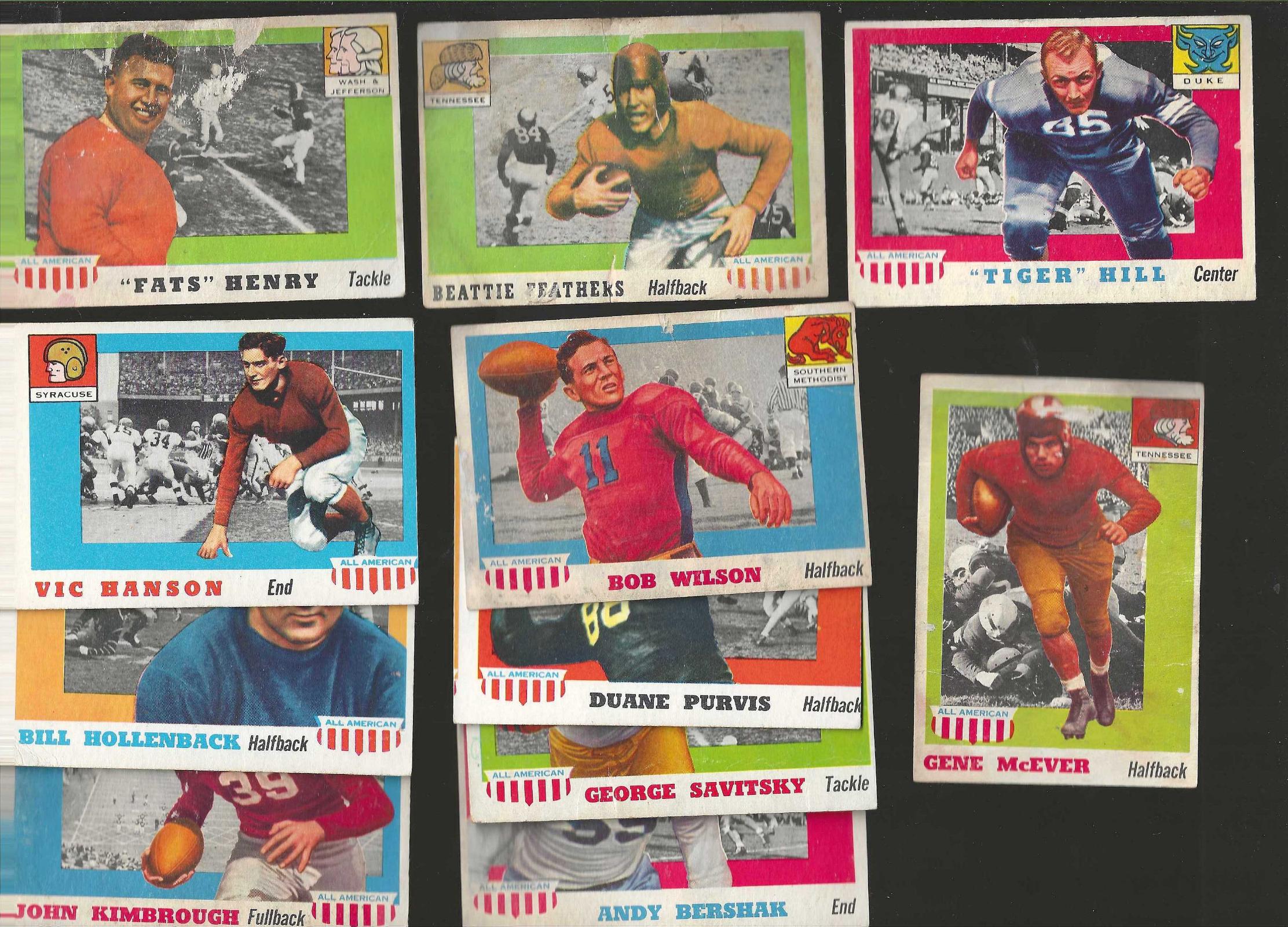 1955 Topps ALL-AMERICAN FB  - Lot of (11) different w/Fats Henry... Football cards value