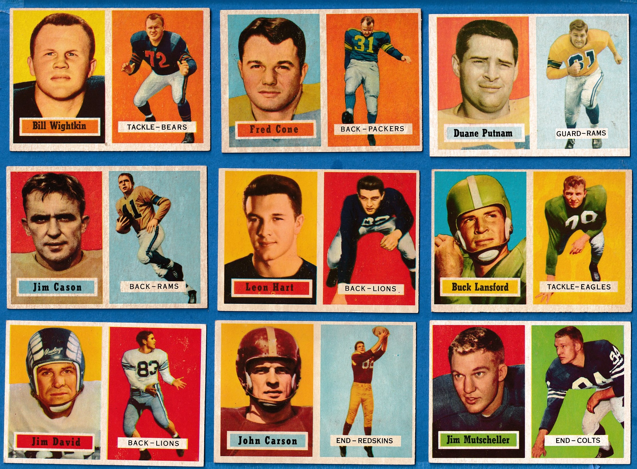 CHICAGO BEARS 1960 Topps Harlon Hill 16 1961 Topps Bill Wade 