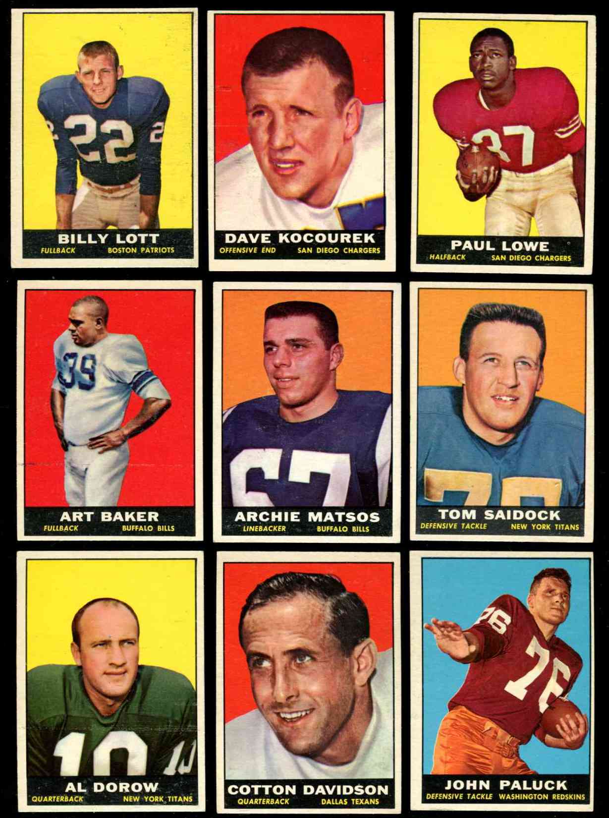 CHICAGO BEARS 1960 Topps Harlon Hill 16 1961 Topps Bill Wade 