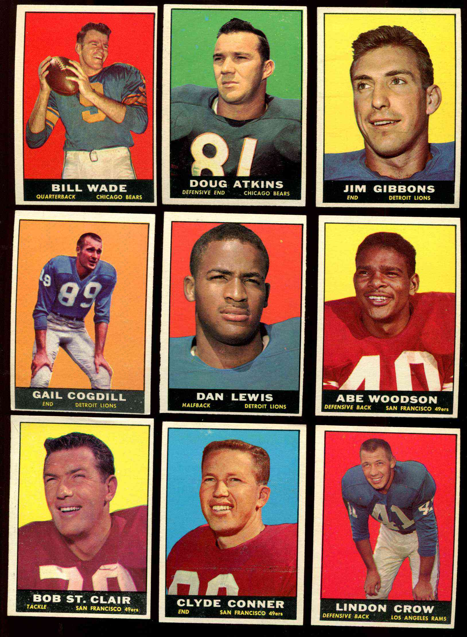 CHICAGO BEARS 1960 Topps Harlon Hill 16 1961 Topps Bill Wade 