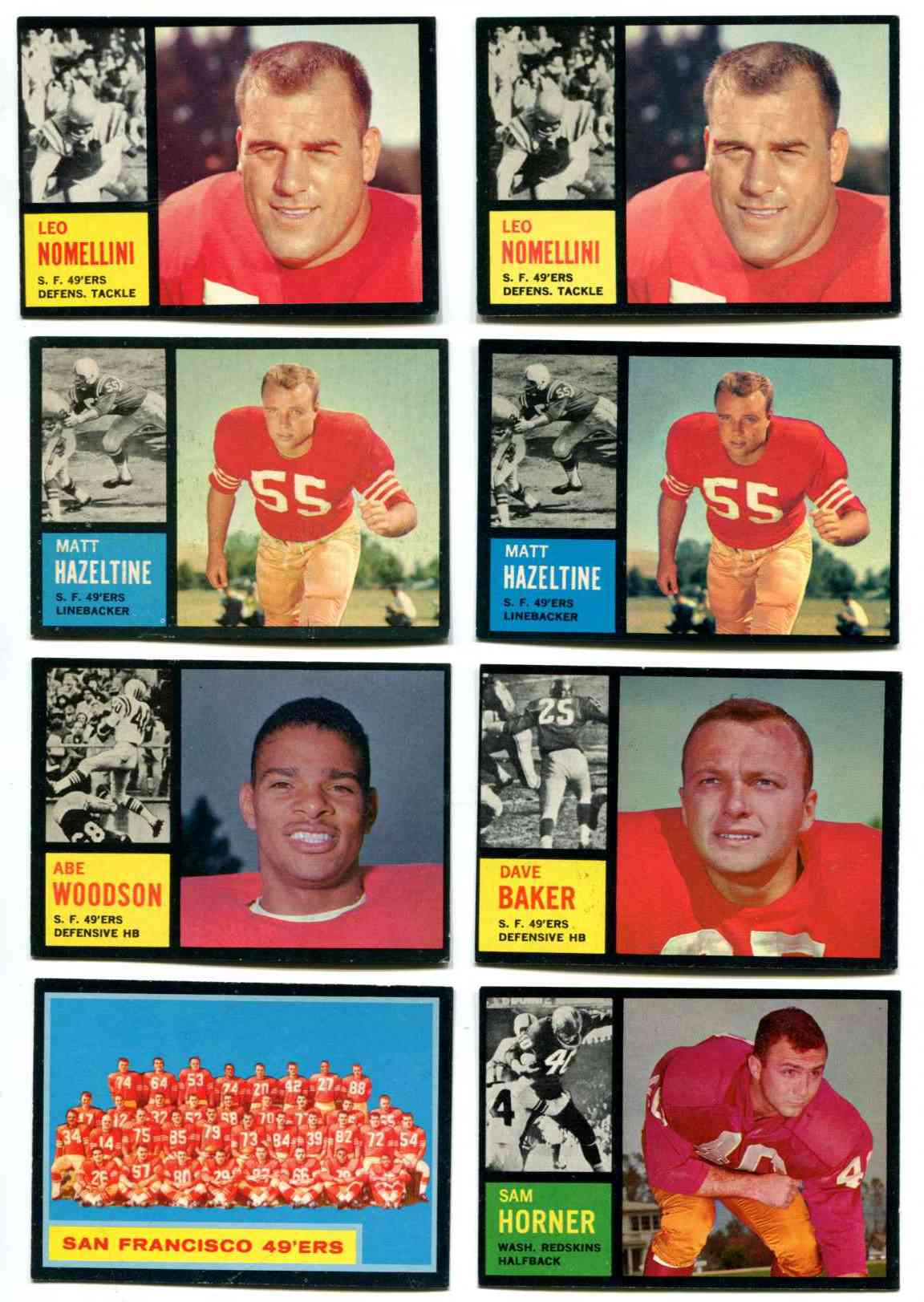 1962 Topps Football Buck LEO NOMELLINI San Francisco 49ers