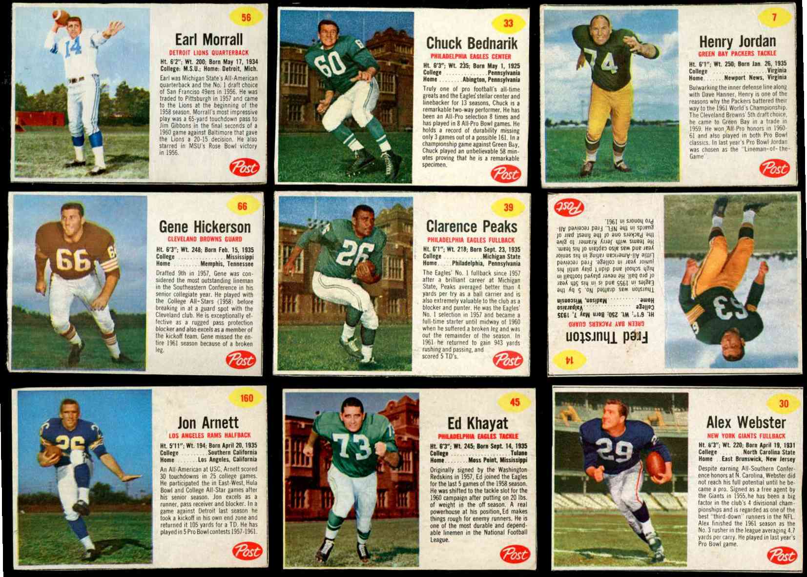 Photo 116 of 203, 1962 Post Cereal NFL Football set