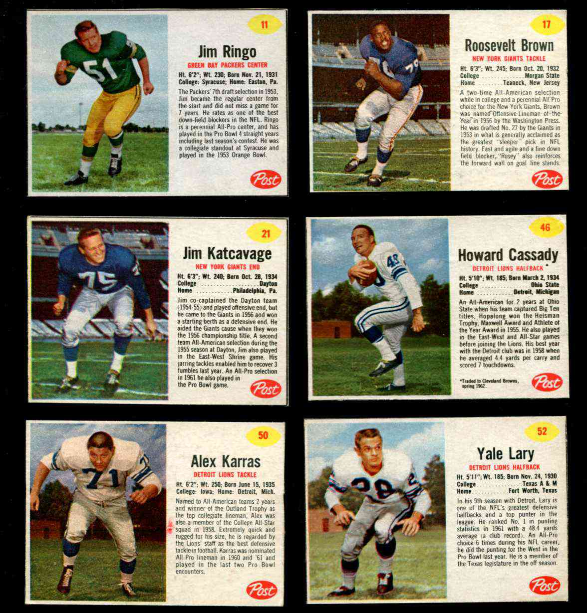 Photo 151 of 203, 1962 Post Cereal NFL Football set