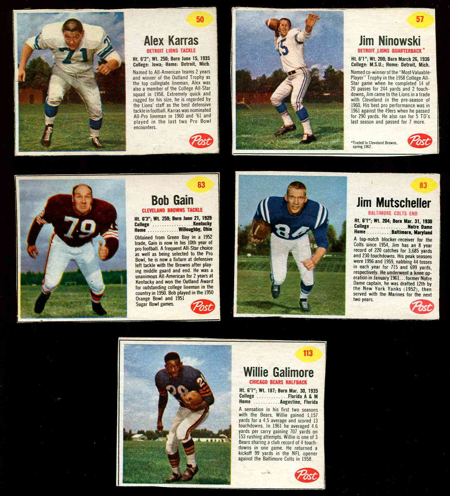 1962 Post #112, Joe Fortunato, Chicago Bears