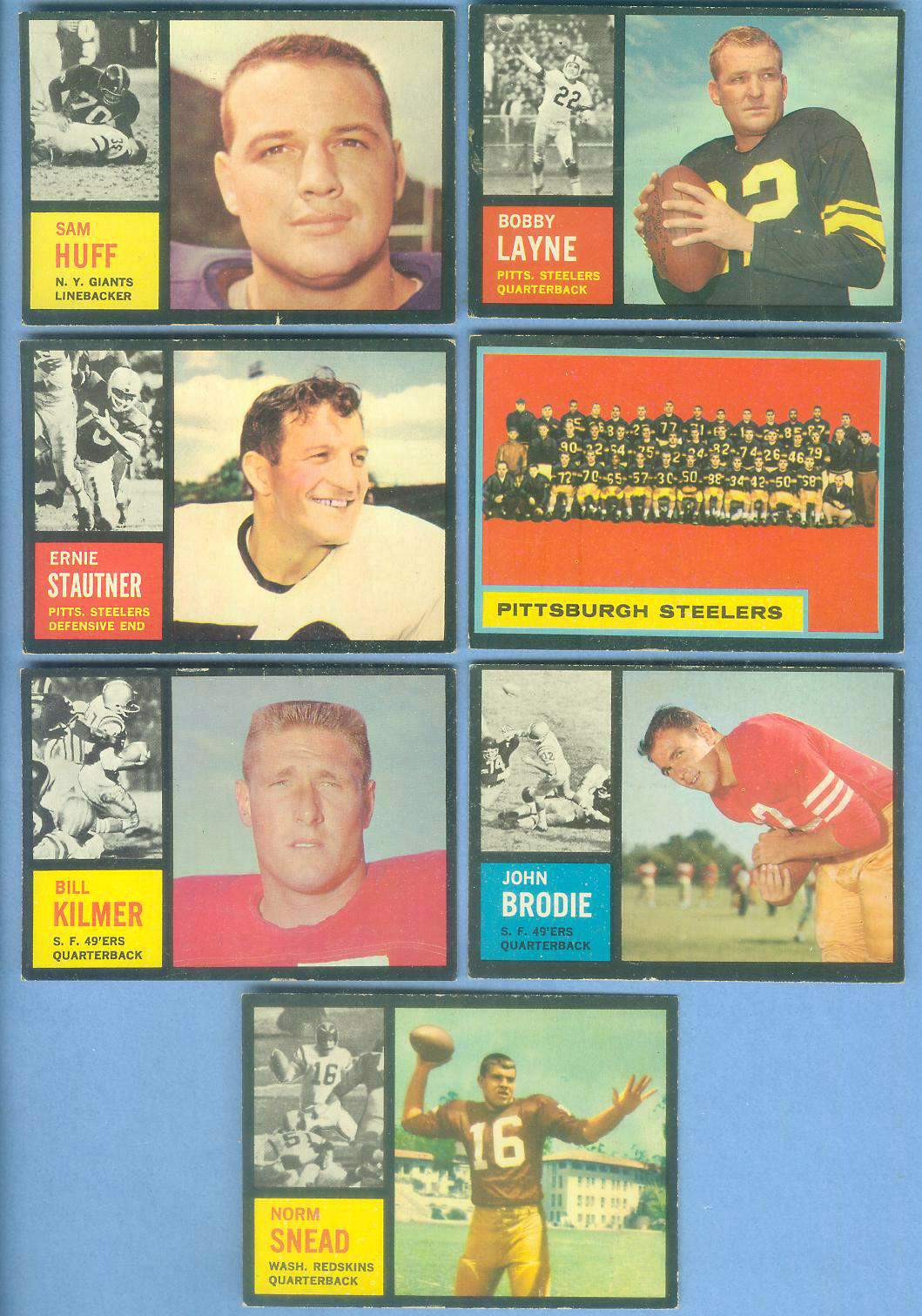 1962 Topps #127 Bobby Layne Pittsburgh Steelers Football Card Ex/mt Nm