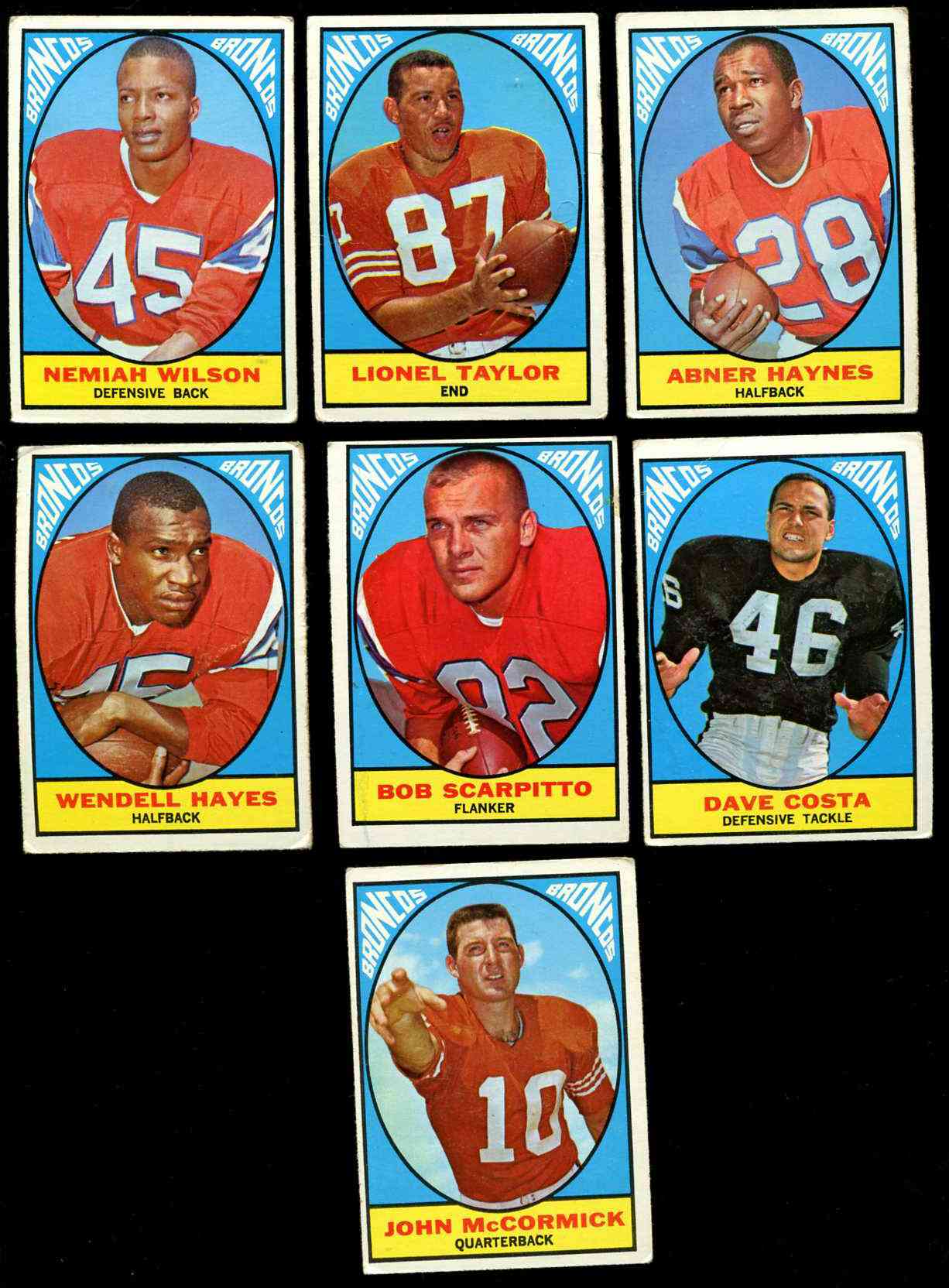 1967 Topps FB  - DENVER BRONCOS Starter Team Set/Lot (9/14) cards Football cards value