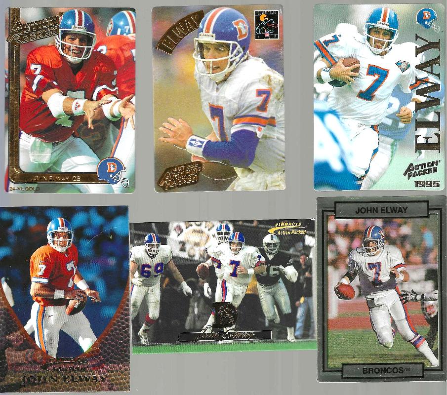 John Elway -  ACTION PACKED (1990-1997) - Lot of (6) with (2) 24KT GOLD Football cards value