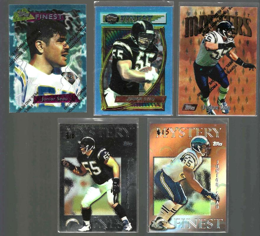 Junior Seau -  Topps FINEST (1994-97) - Lot of (5) different Football cards value