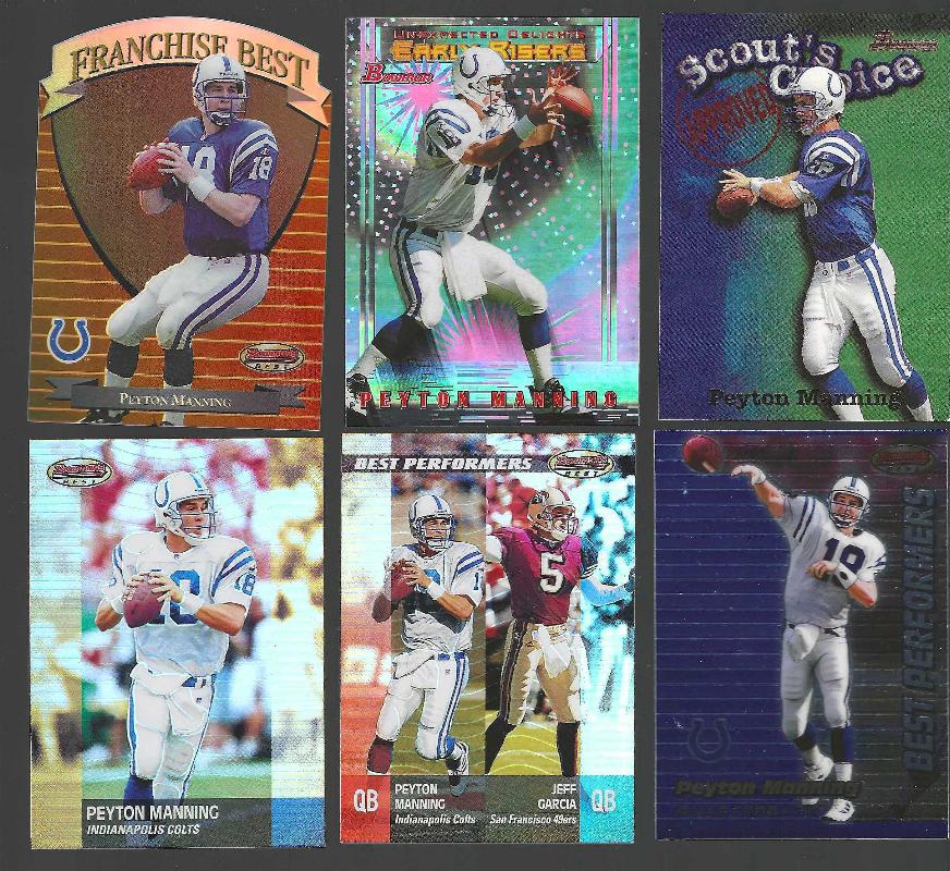 Peyton Manning - BOWMAN Collection (1998-2001) - Lot of (6) w/(3) Inserts Baseball cards value