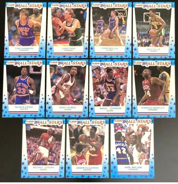 1989-90 Fleer Basketball - ALL-STARS - COMPLETE Sticker Set (11) Baseball cards value