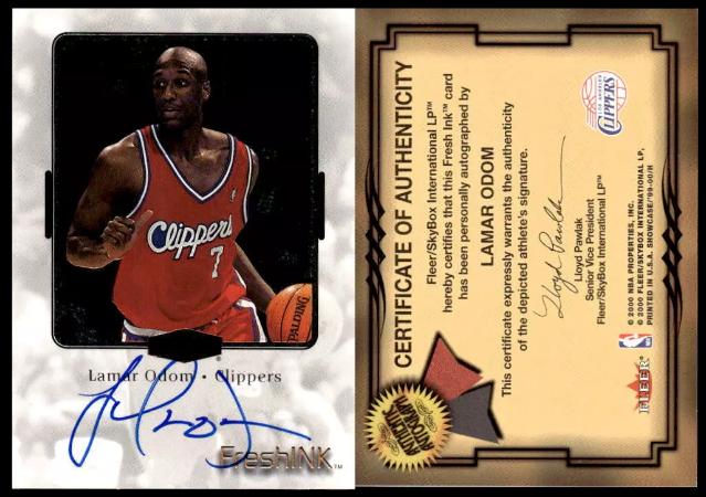 Lamar Odom - 1999-2000 Fleer Showcase 'FreshInk' AUTOGRAPH (Clippers) Baseball cards value