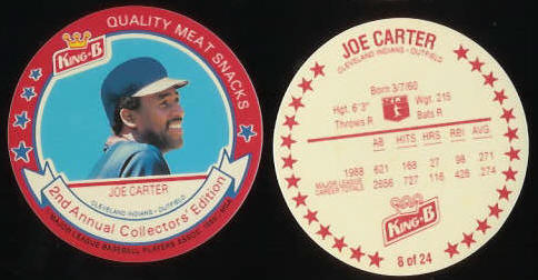  # 8 Joe Carter  - 1989 King-B disc - Lot of (25) (Indians,HOF) Baseball cards value