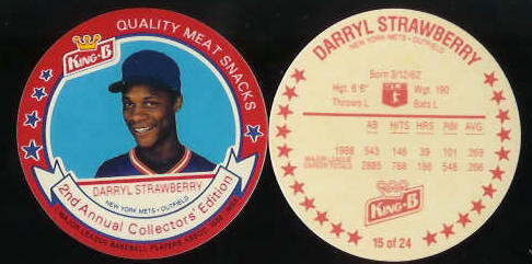  #15 Darryl Strawberry  - 1989 King-B disc - Lot of (50) (Mets) Baseball cards value