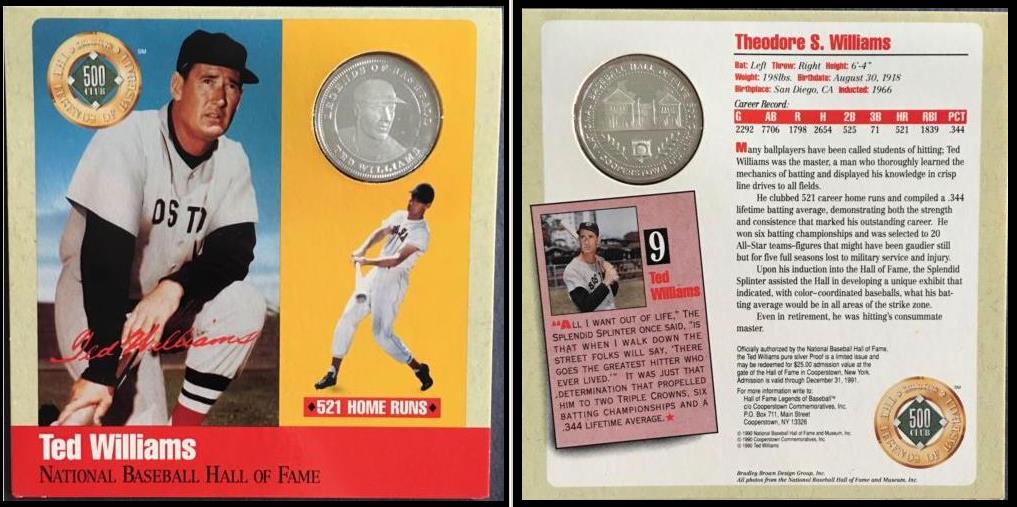 Jimmie Foxx Legends of Baseball Silver Coin With 6x6 Card Display