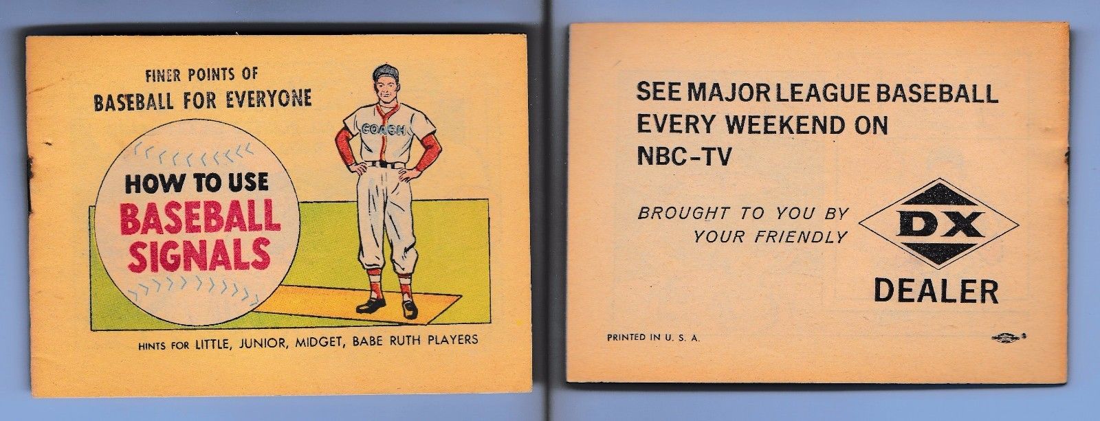 1962 How To Use Baseball Signals Nbc Tvdx Dealer Booklet 16 Pages 