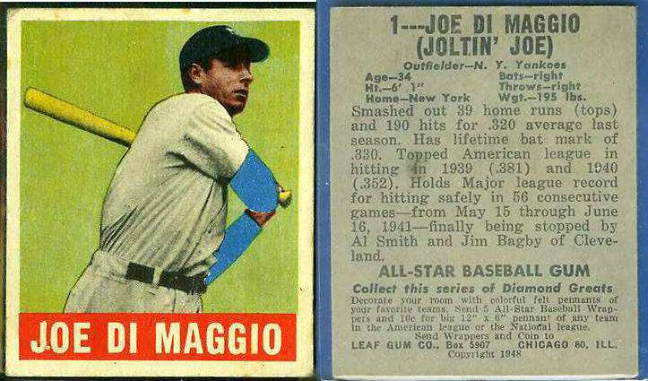 1948 Leaf #.1 Joe DiMaggio [#a] (Yankees)